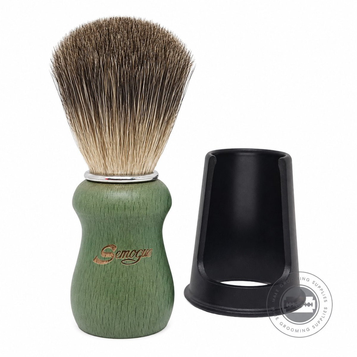 Semogue Pharos-C3 Pure Grey Badger Shaving Brush – Ocean Green – Male Grooming Supplies