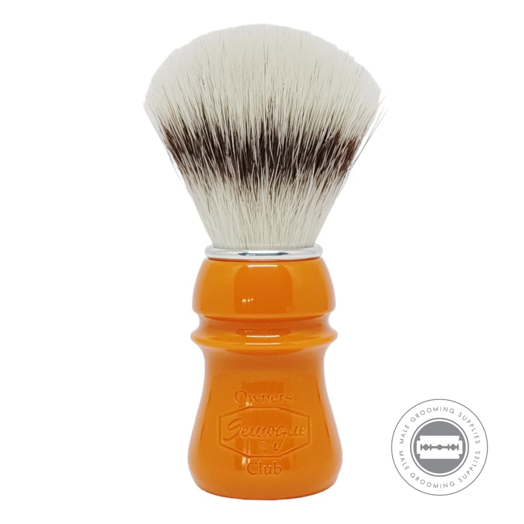 Semogue SOC-C5 Sylver Synthetic Shaving Brush, Butterscotch Resin Handle, 24mm Knot.