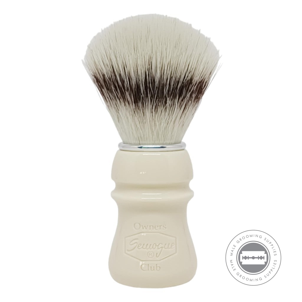 Semogue SOC-C5 Sylver Synthetic Shaving Brush With A 24mm Knot And Glossy Taj Resin Handle.