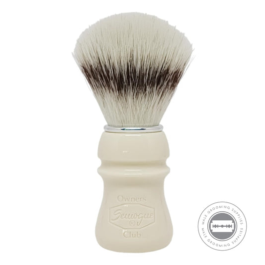 Semogue SOC-C5 Sylver Synthetic Shaving Brush With A 24mm Knot And Glossy Taj Resin Handle.