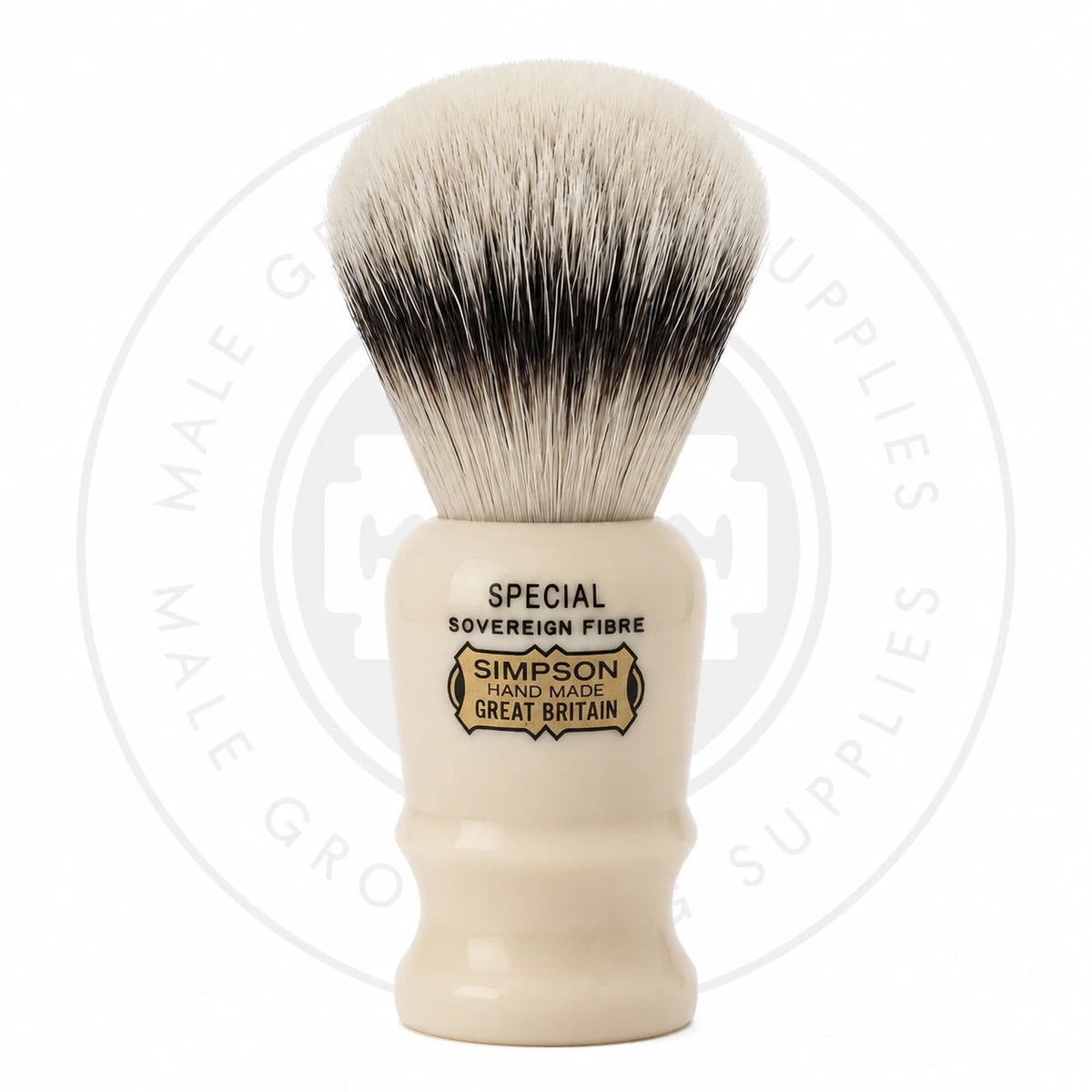 Simpson Special Sovereign synthetic shaving brush, faux ivory handle – Male Grooming Supplies