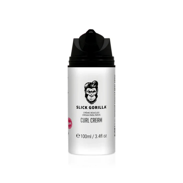 Slick Gorilla Curl Cream 100ml with a sleek pump dispenser, ideal for styling curly, wavy, or coily hair.
