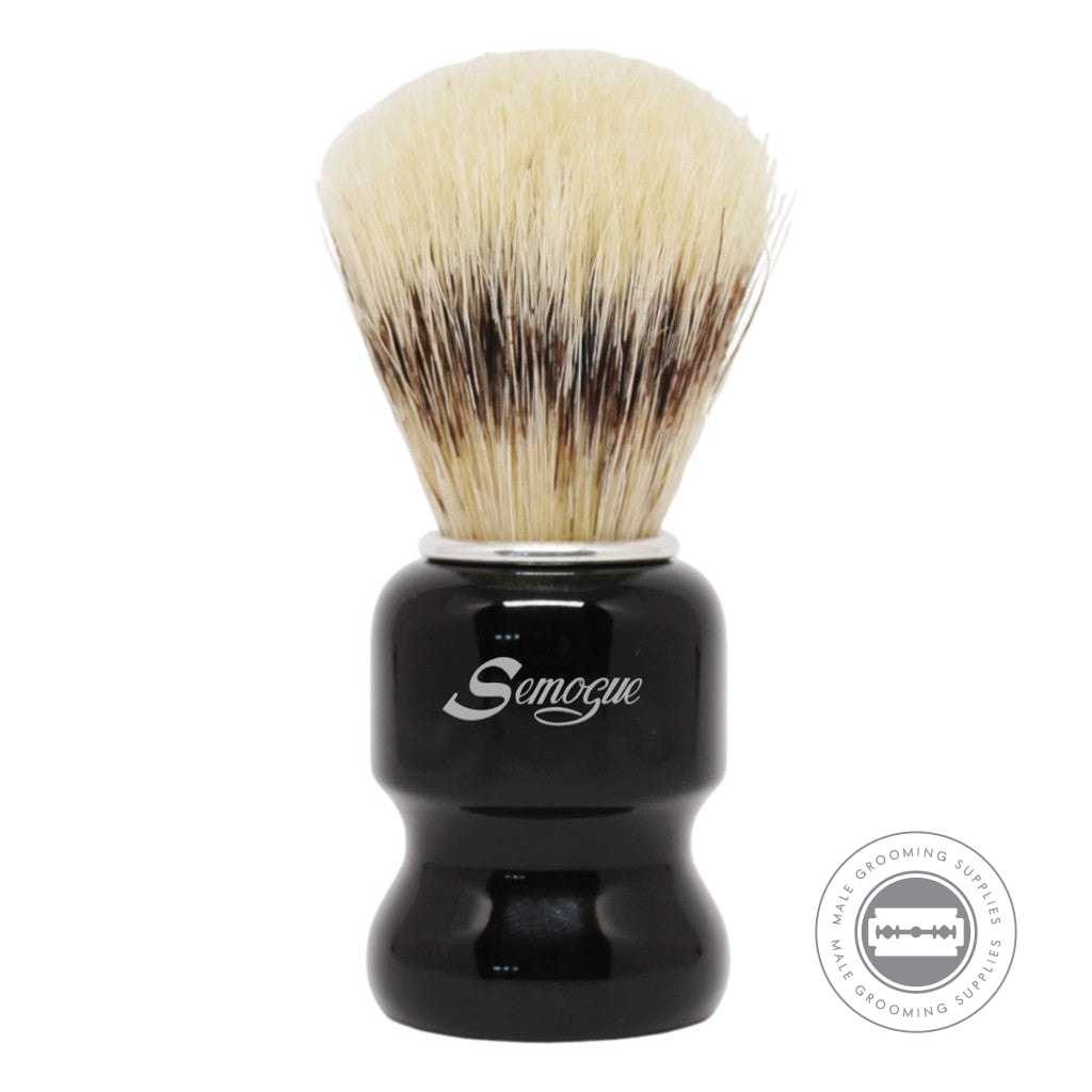 Semogue Torga-C3 Extra Boar IB Shaving Brush With A 21mm Knot And Glossy Jet Black Resin Handle.