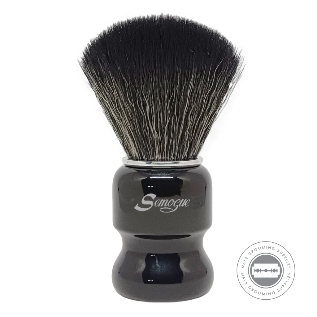 Semogue Torga-C5 Onyx Synthetic Shaving Brush, 24mm Knot, Glossy Jet Black Handle.