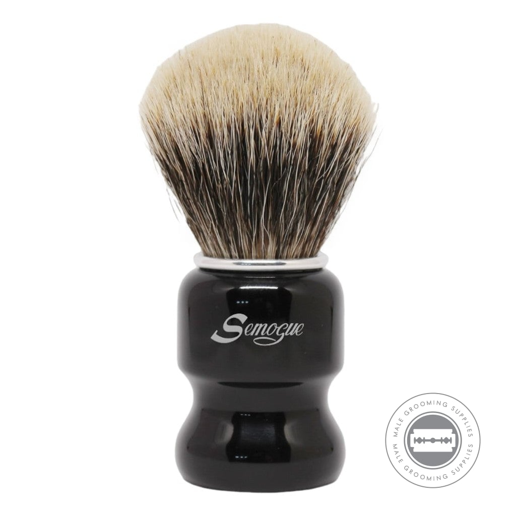 Semogue Torga-C5 Finest Badger Shaving Brush With A 24mm Knot And Glossy Jet Black Resin Handle.