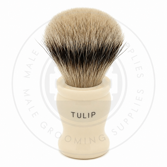 Simpson Tulip faux ivory Super Badger brush, T1 Back – Male Grooming Supplies