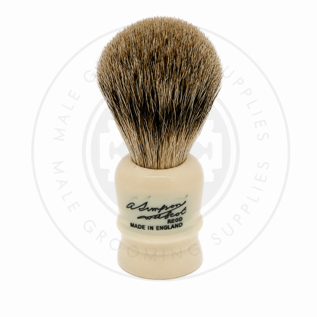 Simpson Wee Scot badger shaving brush, faux ivory handle – Male Grooming Supplies