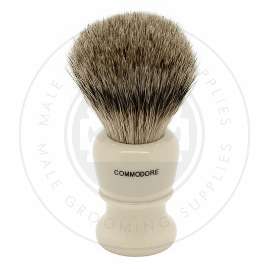 Simpsons Commodore faux ivory shaving brush with Best Badger hair - X1 Best - Back