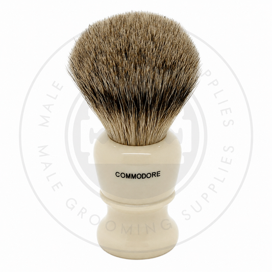 Simpson Commodore faux ivory Best Badger brush, X1 Best, back – Male Grooming Supplies