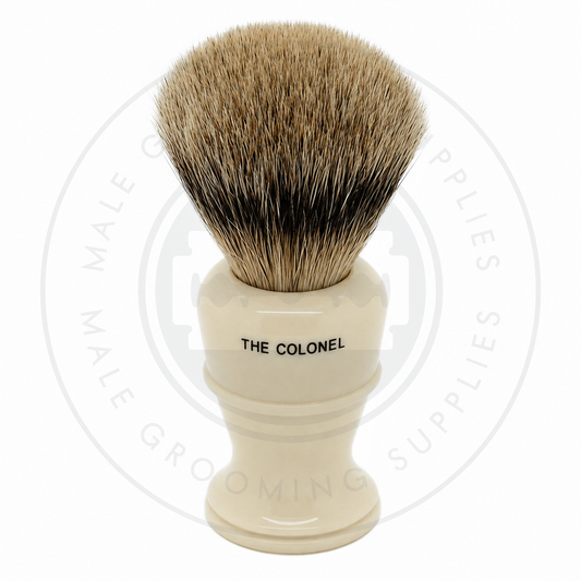 Simpson Colonel X2L faux ivory Best Badger brush, back – Male Grooming Supplies