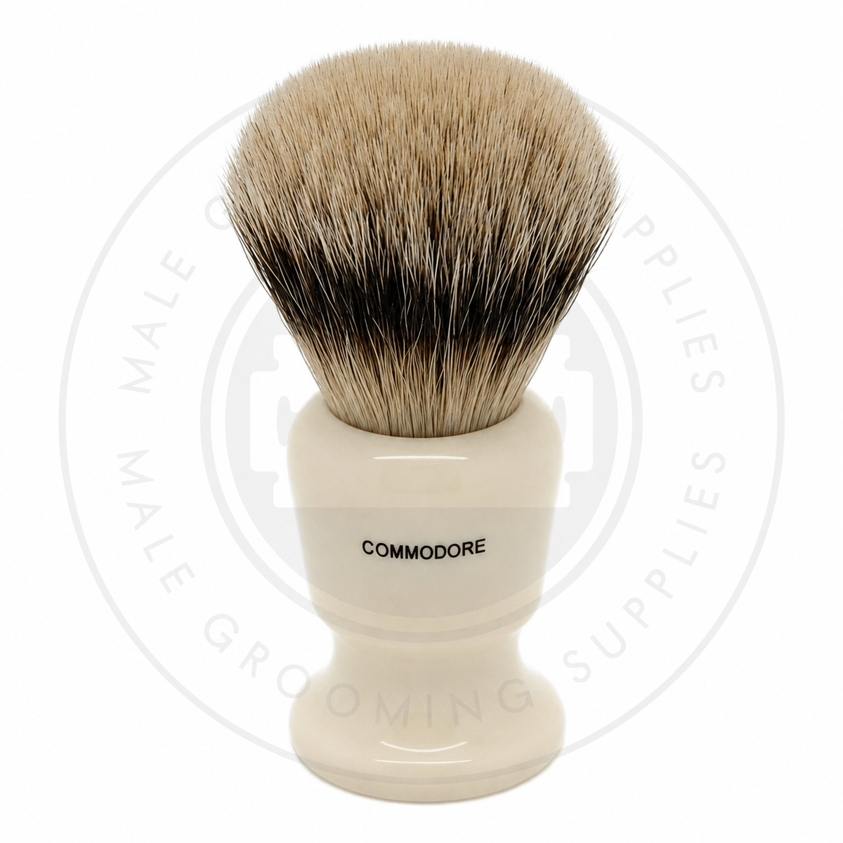 Simpson Commodore faux ivory Best Badger brush, X3 Best, back – Male Grooming Supplies