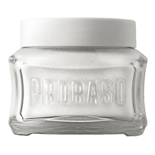Proraso White Sensitive Pre-Shave Cream 100ml with green tea and oat extract for sensitive skin