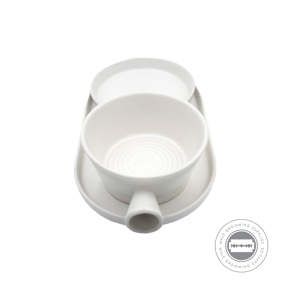 A top-down view of the assembled "Daylight" Dovo Shave Ritual Set, featuring the lathering bowl and soap dish.