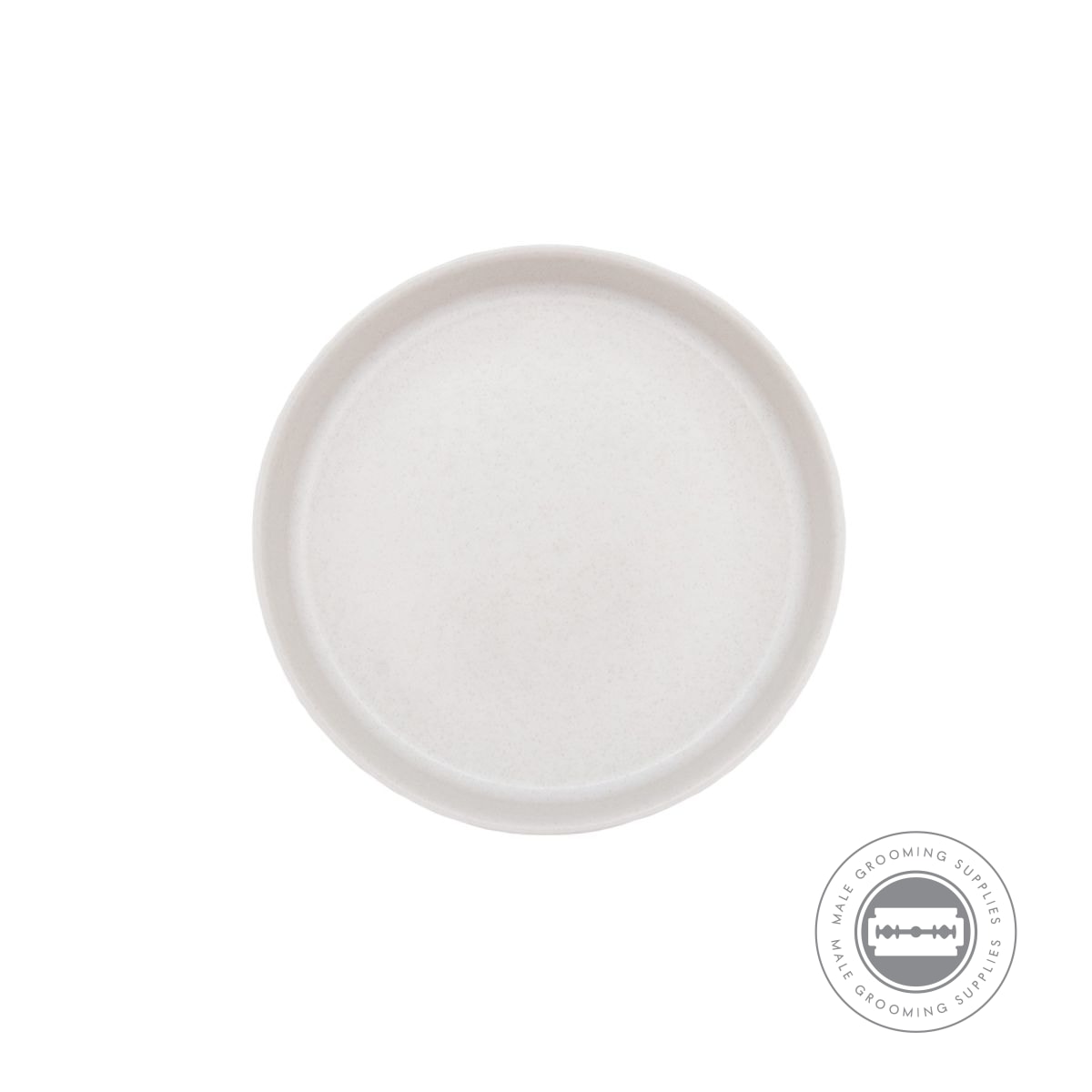 A round white ceramic lid from the "Daylight" version of the Dovo Shave Ritual Set, showcasing its clean matte finish.