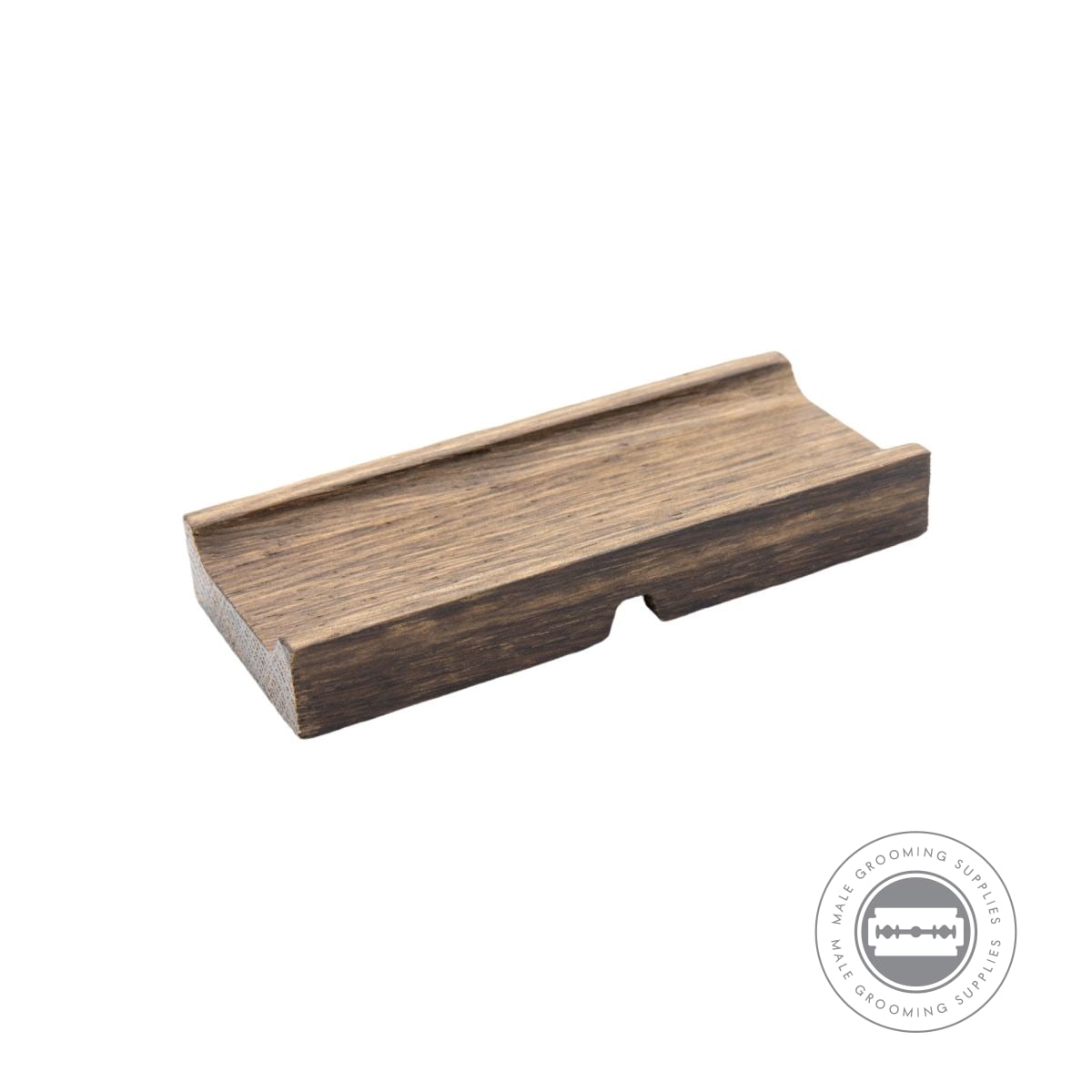 ide view of the wooden tray from the Dovo Shave Ritual Set, displaying its smooth finish.