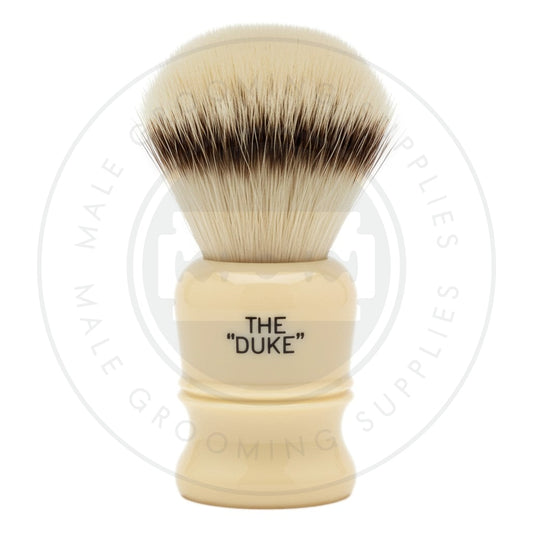 Simpsons Duke 3 faux ivory shaving brush with Platinum Synthetic fibre - Back
