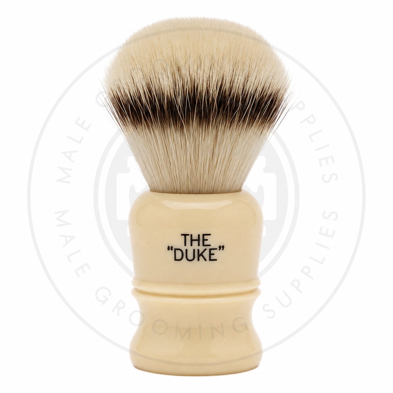 Simpson Duke 3 faux ivory Platinum synthetic brush, back – Male Grooming Supplies