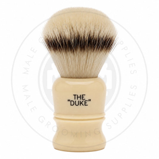 Simpson Duke 3 faux ivory Platinum synthetic brush, back – Male Grooming Supplies