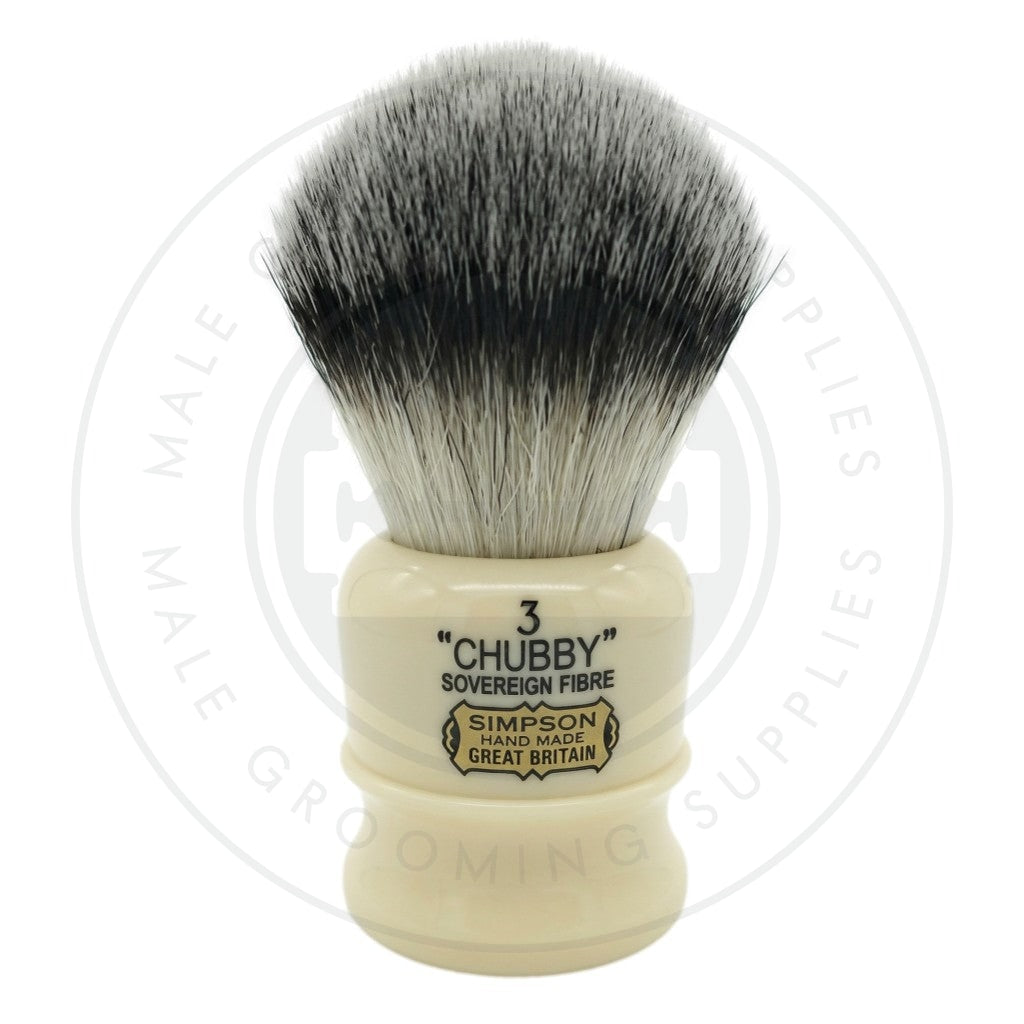 Simpsons Chubby 3 faux ivory shaving brush with Sovereign Synthetic fibre -