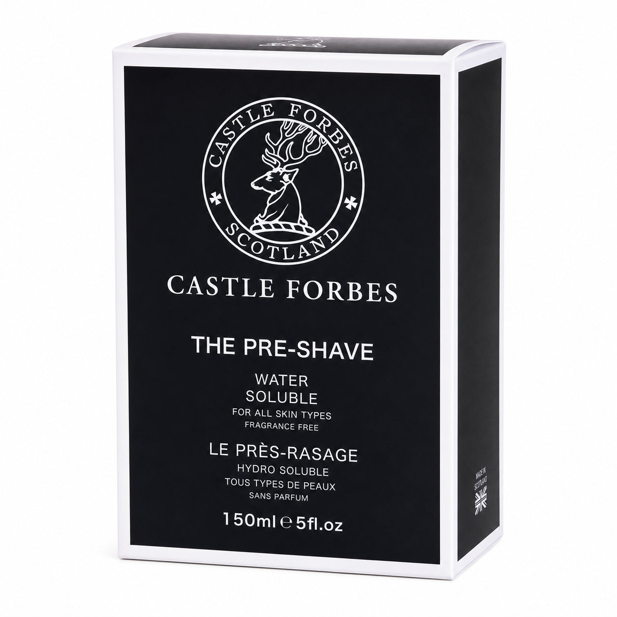 Castle Forbes pre-shave packaging on a white background