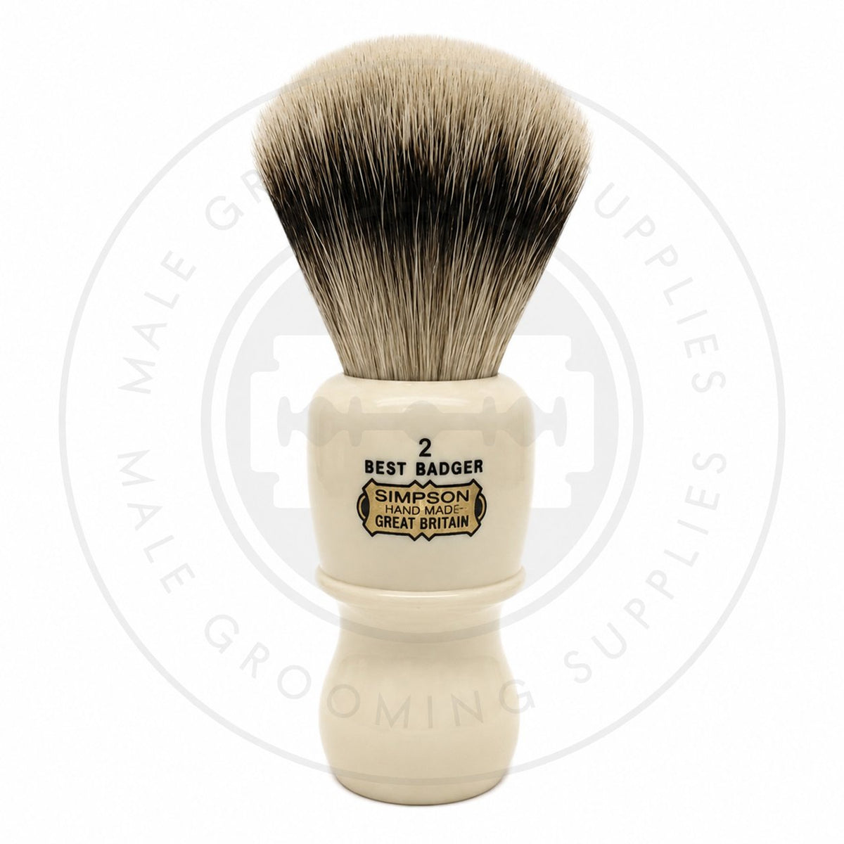 Simpson Captain 2 badger shaving brush, faux ivory handle – Male Grooming Supplies