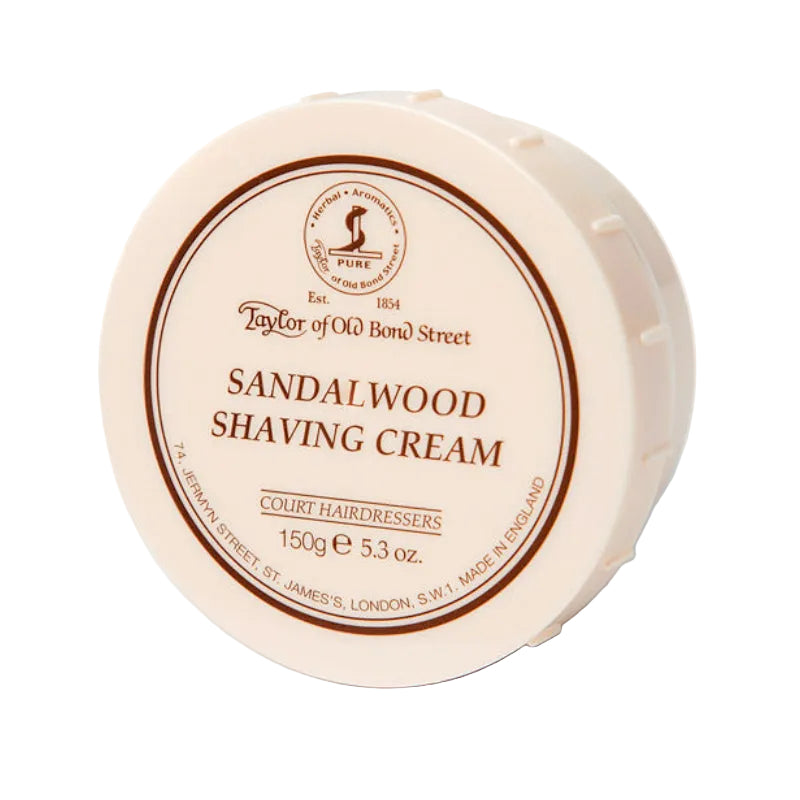 Taylor Of Old Bond Street Sandalwood Shaving Cream, 150g, Classic Packaging, Made In England.