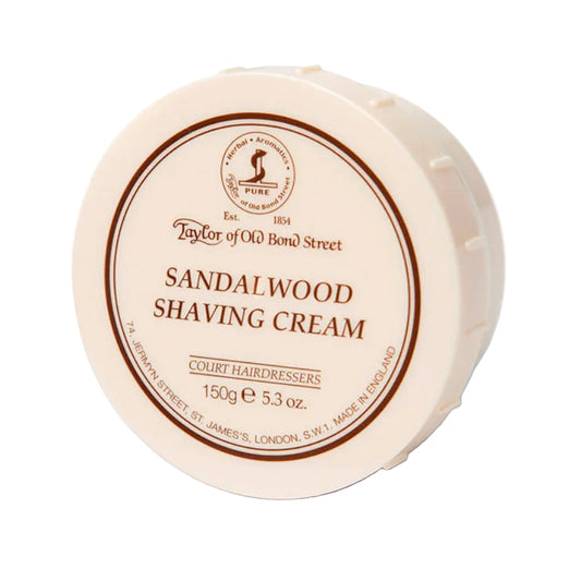 Taylor Of Old Bond Street Sandalwood Shaving Cream, 150g, Classic Packaging, Made In England.