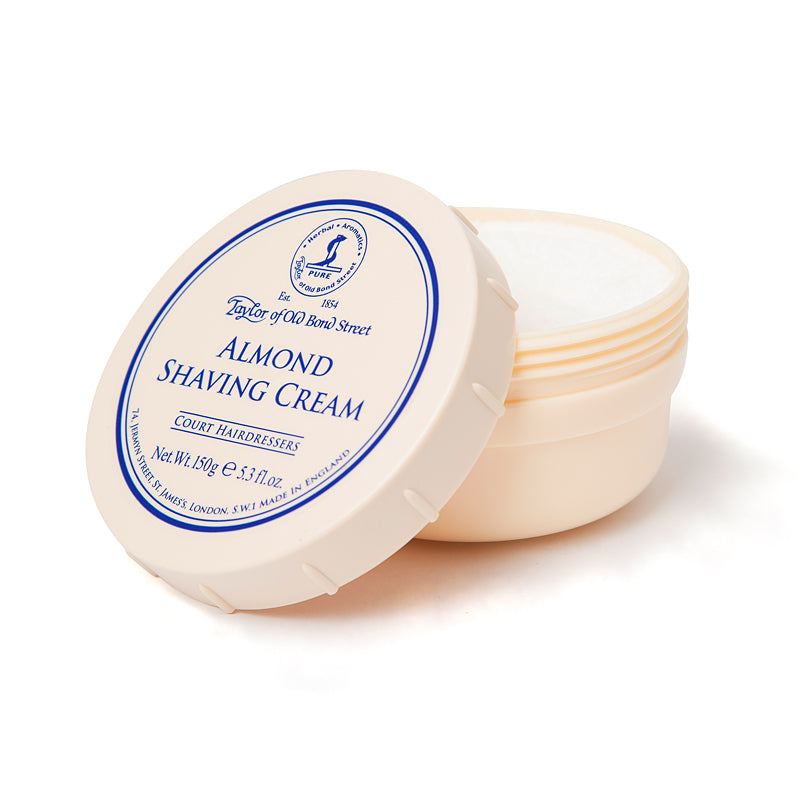 Taylor of Old Bond Street Almond Shaving Cream Bowl – 150g, Sweet Almond Scent, Rich Lather, Made In The UK.