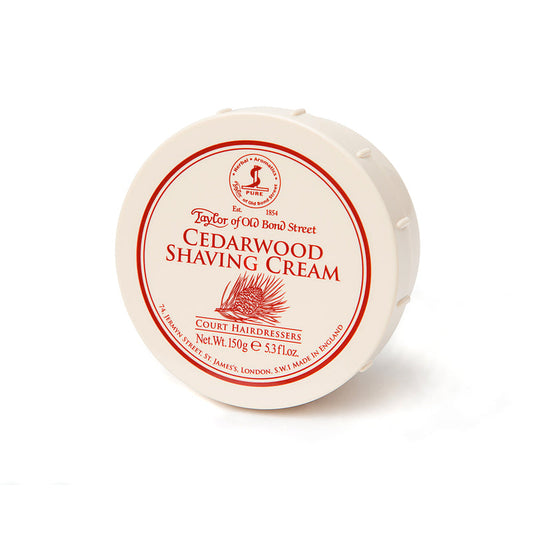 Taylor of Old Bond Street Cedarwood Shaving Cream Bowl, 150g – Rich Lather, Woody Scent, Made In The UK.