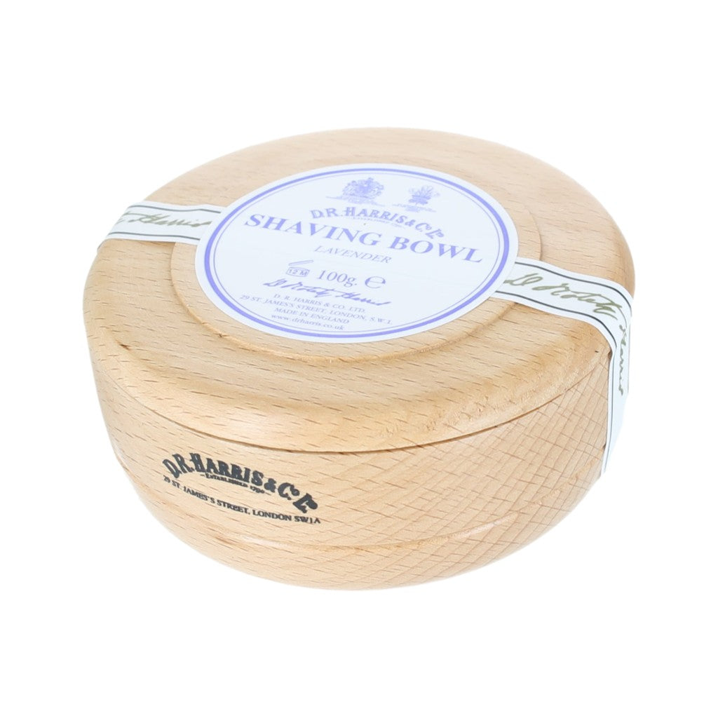 D.R. Harris Lavender Shaving Soap 100g in beech wood bowl for wet shaving