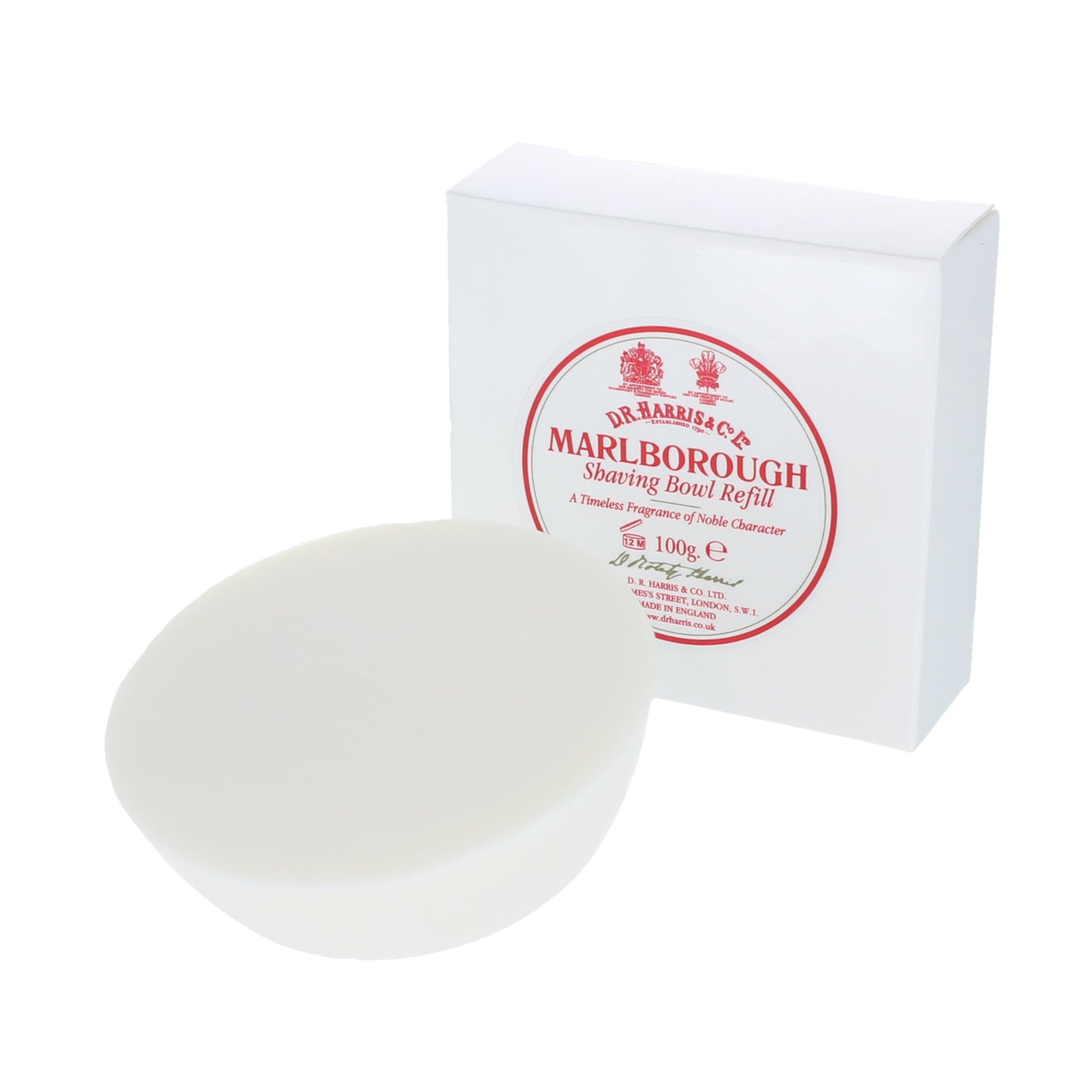 D.R. Harris Marlborough Shaving Soap Refill – Triple-Milled 100g Soap With Cedar, Sandalwood, And Spice.