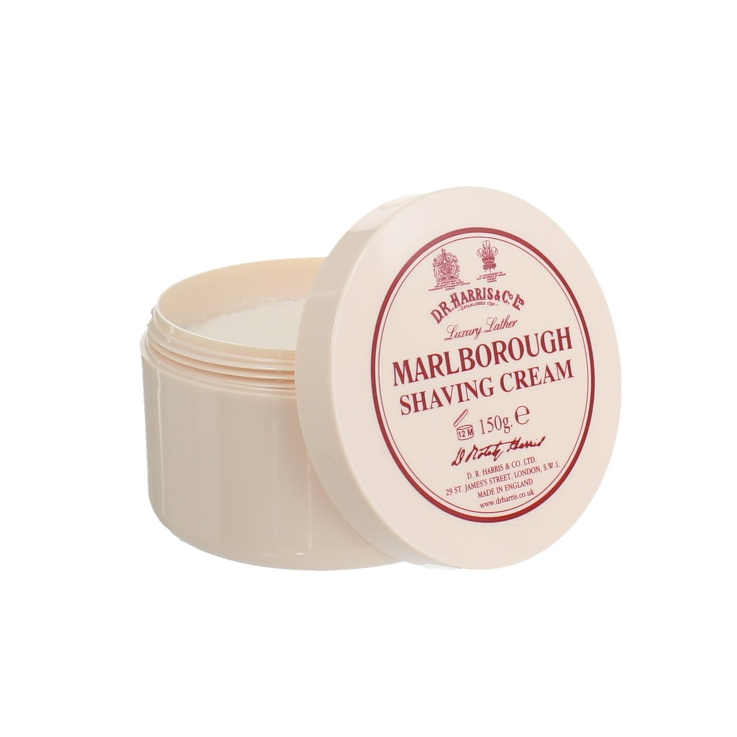 D.R. Harris Marlborough Shaving Cream container on a white background