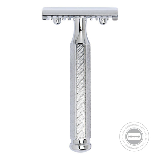 Merkur Classic 1904 Open Tooth Razor 41 001 in bright chrome finish with open comb for traditional wet shaving, ideal for long hair and thick beards.