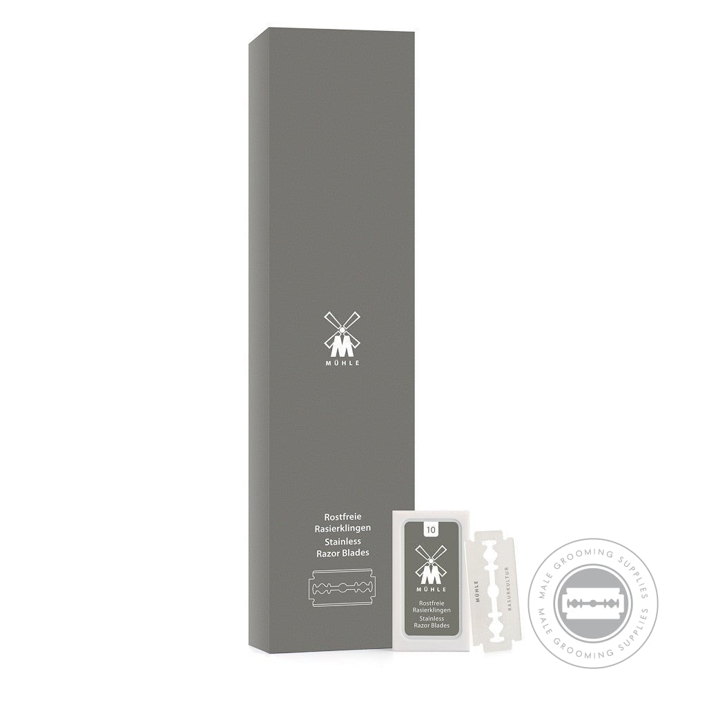 Muhle Double Edge Blades – 200 blades in 20 x 10 plastic packs, crafted from stainless steel for all safety razors.