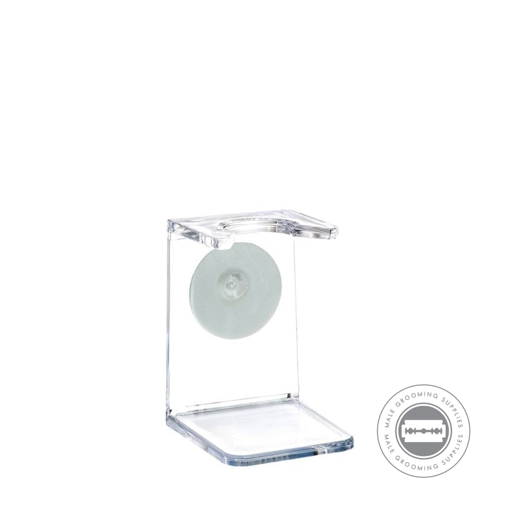 Muhle Shaving Brush Stand RH5 with mounting sticker, perfect for 21mm handle brushes.