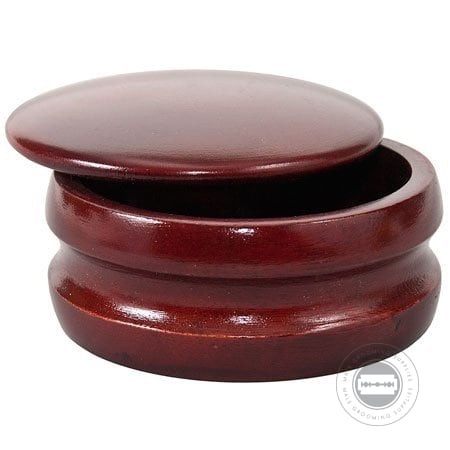 Parker Mango Wood Gloss Shaving Soap Bowl in a deep redwood finish, crafted for durability and elegance.