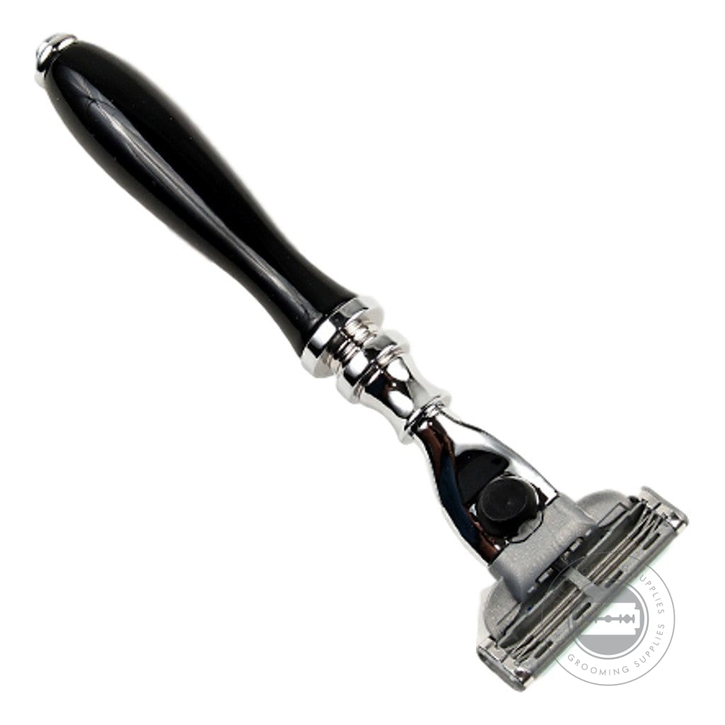 Parker 111B-M3 Mach 3 Razor with black resin handle, compatible with Gillette Mach 3 blades.