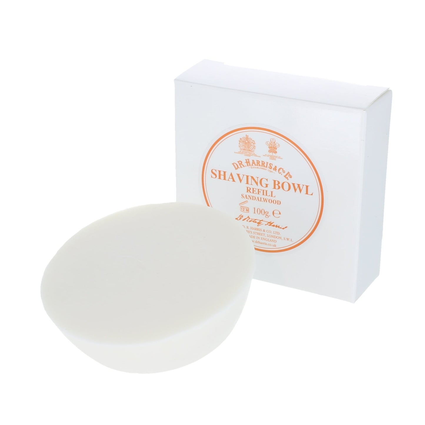 D.R. Harris Sandalwood Shaving Soap Refill 100g solid refill puck for shaving bowls