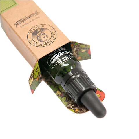 Black dropper bottle with wooden packaging on a white background