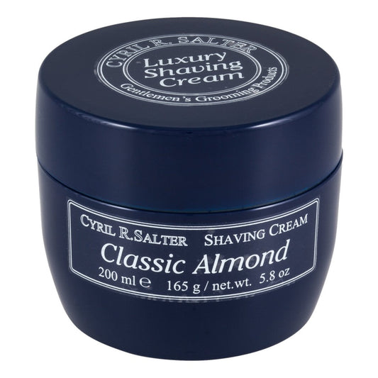 Cyril R Salter Classic Almond shaving cream for shaving cream versus soap comparison
