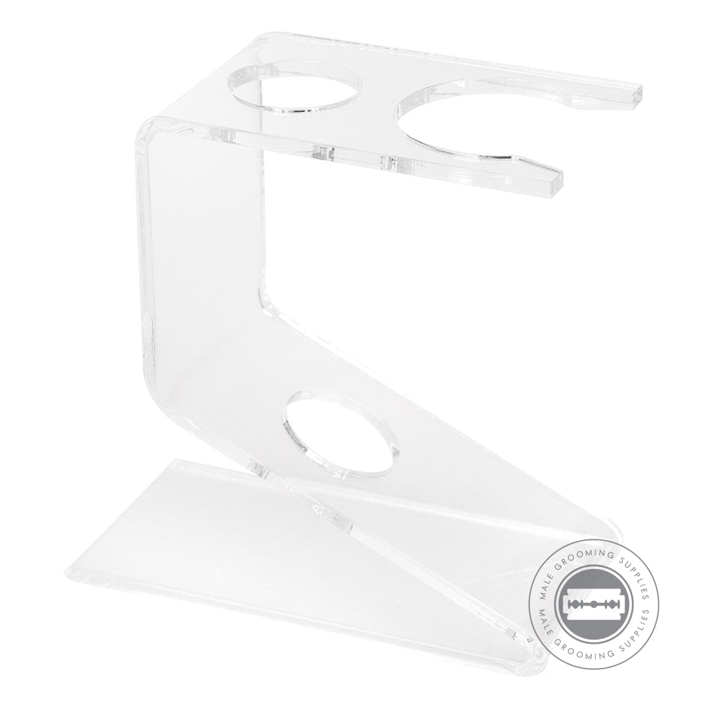 Semogue 0040 transparent acrylic stand for shaving brush and razor, fits 24mm and 26mm knots