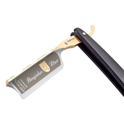 Dovo Bergischer Löwe Straight Razor Highlighting Spanish Point Blade and Gold Detailing