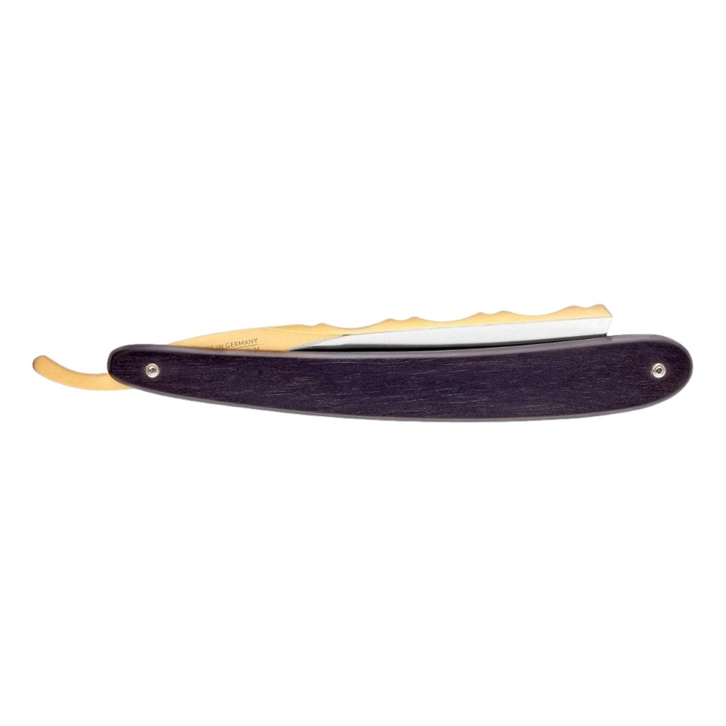 Dovo Bergischer Löwe Straight Razor with Ebony Wood Handle in Closed Position - Side View"