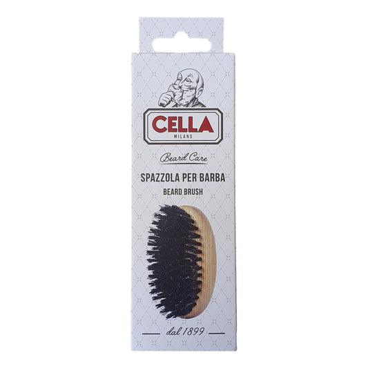 Cella Beard And Moustache Brush With Boar Nylon Bristles And Ash Wood Handle