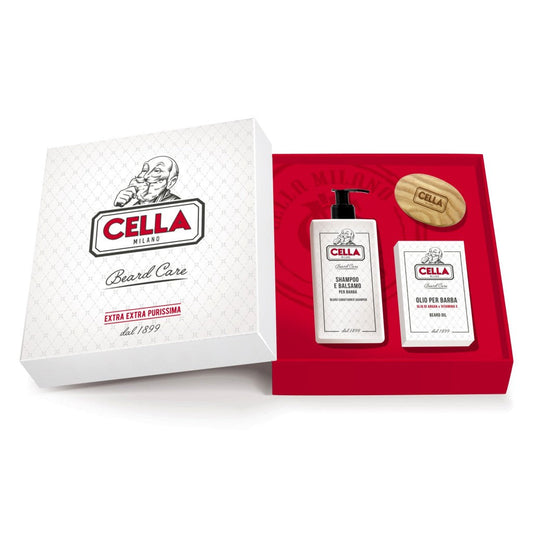 Cella Luxury Beard Grooming Gift Set With Shampoo Oil And Beard Brush
