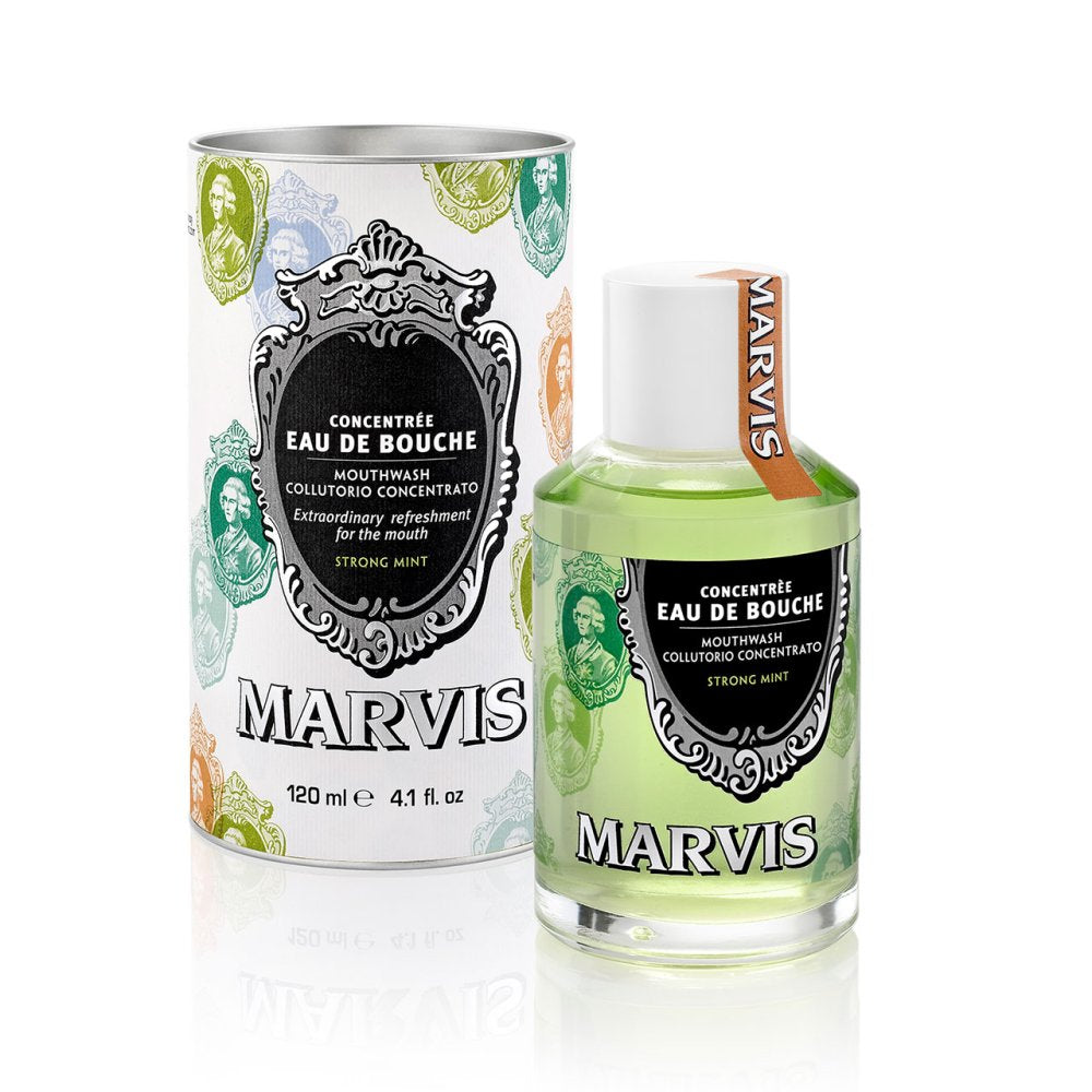 Marvis Strong Mint Mouthwash 120ml front bottle