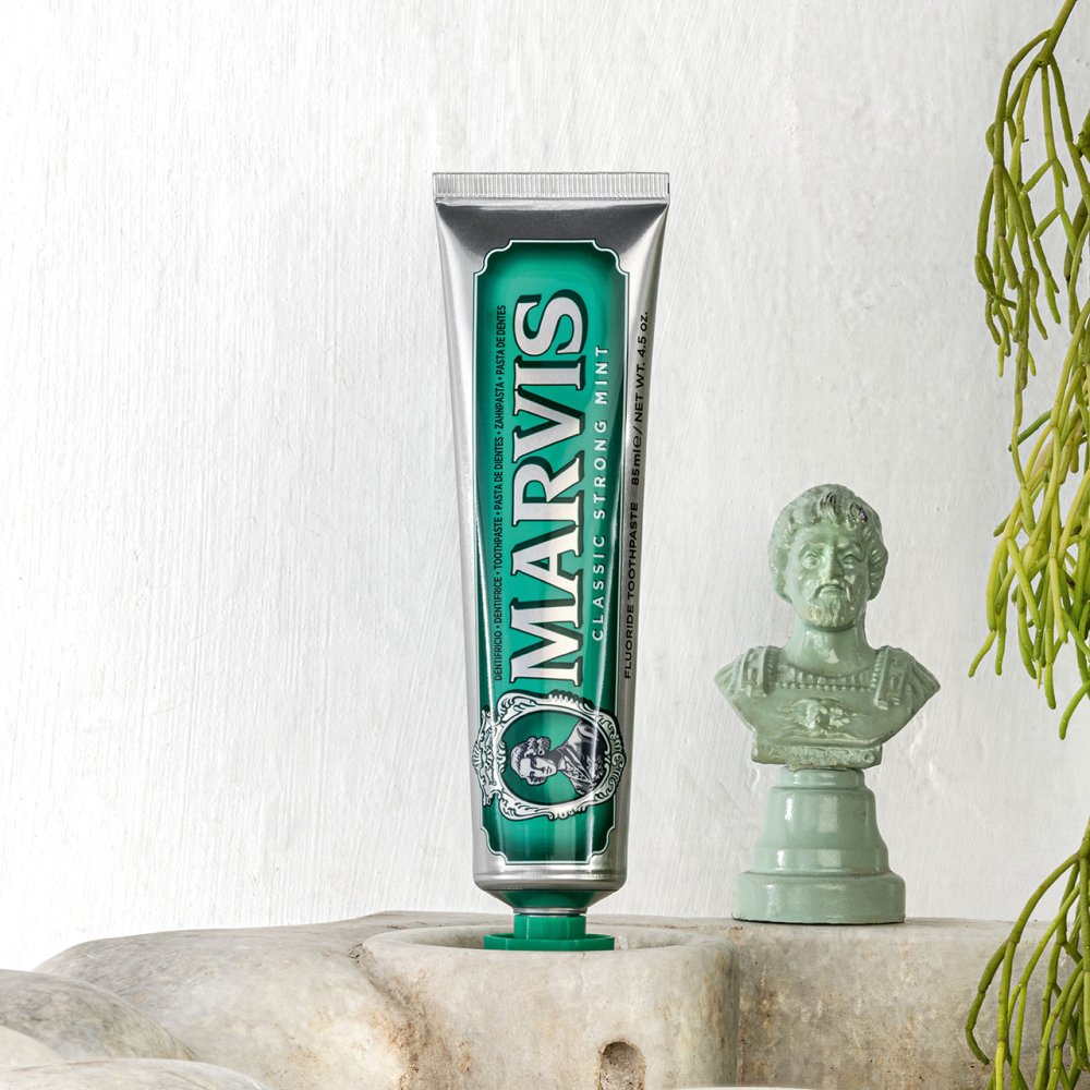 Marvis Classic Strong Mint Toothpaste 85ml tube back detail
