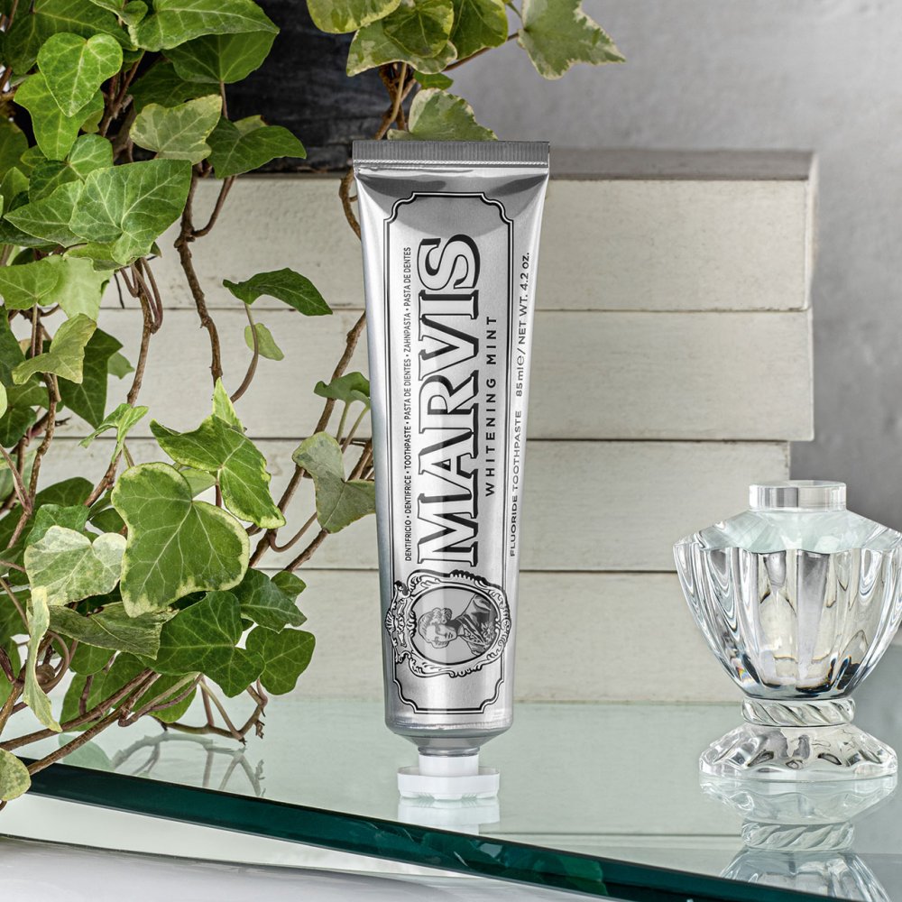 Marvis Whitening Mint Toothpaste 85ml carton side panel