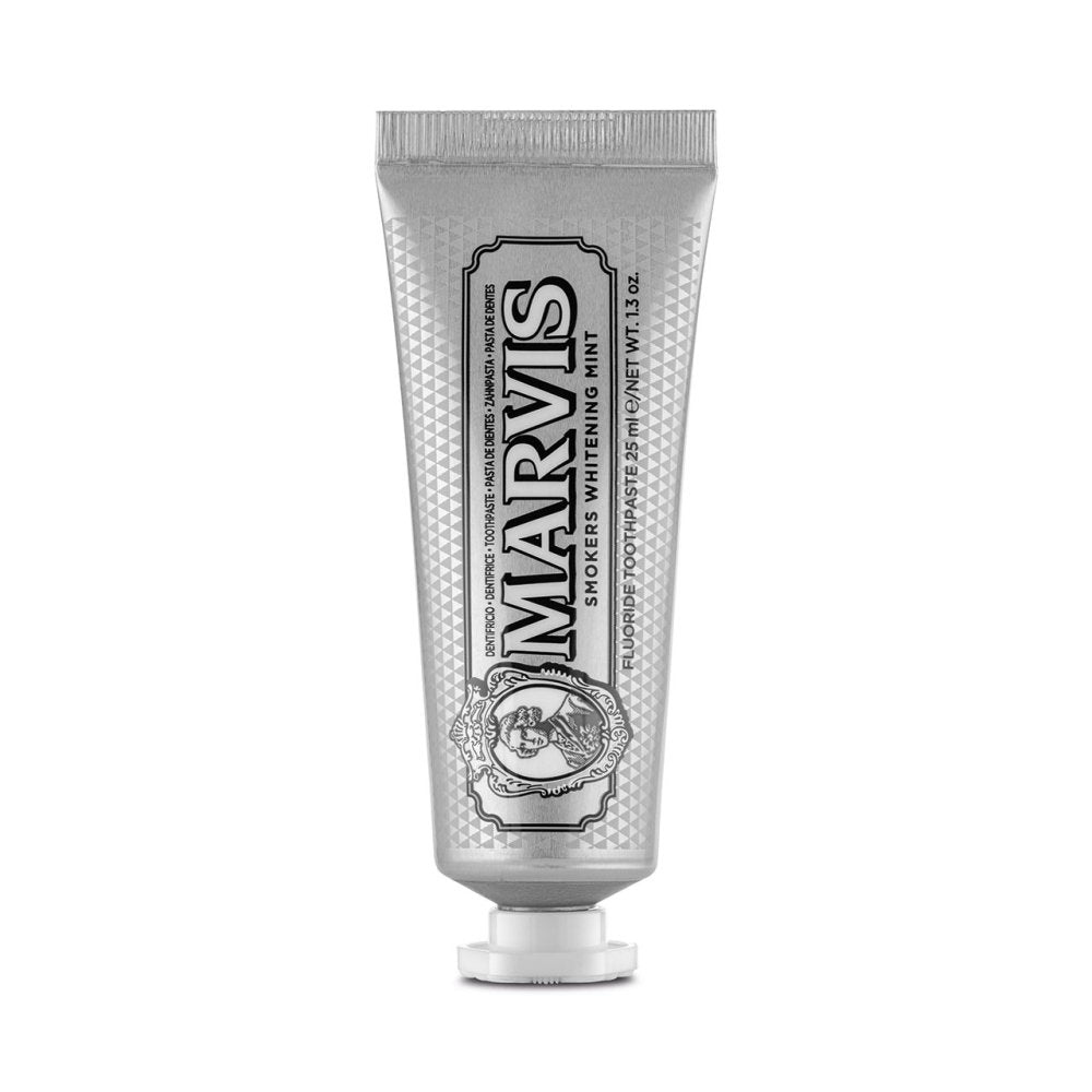 Marvis Smokers Whitening Mint Toothpaste 25ml tube front detail