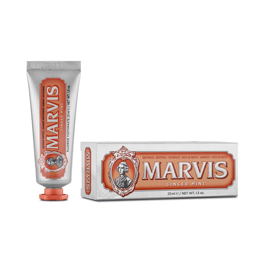 Marvis Ginger Mint Toothpaste 25ml tube front detail